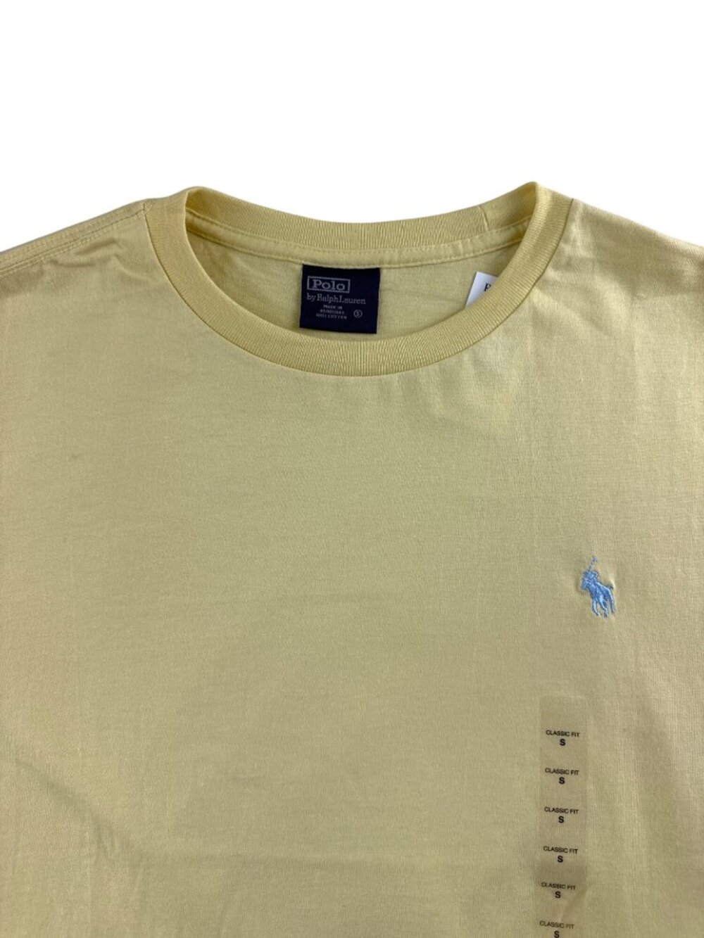 Polo Ralph Lauren Men's Small Pale Yellow T Shirt Blue Pony NWT Cotton Preppy - Picture 3 of 8